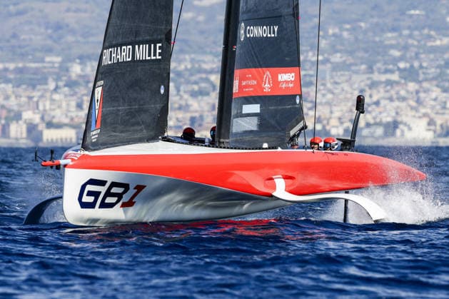 OTHER - Sailing - The Louis Vuitton 38th America s Cup Preliminary Regatta in Naples Photo by IPA ABACAPRESS.COM88925356 - Gb1 competes on the first day of the preliminary regatta for the 38th Louis Vuitton America s Cup in the Gulf of Naples, Campania, Italy, on September 24, 2026. The Naples preliminary regatta gives the competing teams their first opportunity to test their AC40 one-design yachts ahead of the 38th America s Cup, which will be held in Naples in 2027. Napoli Italy  Copyright: xIPAxSport ABACAx