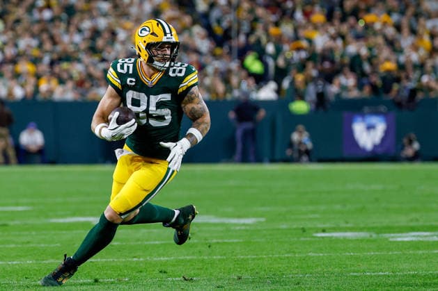 September 24, 2026: Green Bay Packers tight end Tucker Kraft (85) runs after the catch during the NFL, American Football Herren, USA football game between the Atlanta Flacons and the Green Bay Packers at Lambeau Field in Green Bay, Wisconsin. CSM NFL 2026: Falcons Vs Packers SEP 24  - ZUMAc04_ 20260924_zma_c04_033 Copyright: xDarrenxLeex