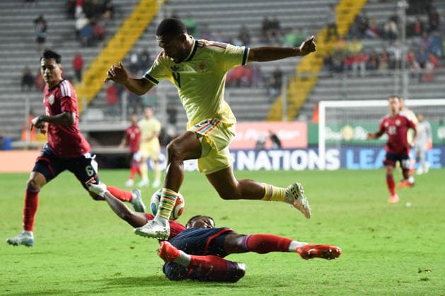 Costa Rica national team, Nationalteam against Curacao National Team. 2026 2027 Concacaf Nations League A match. Curacao National Team Team striker, Kenji Gorre (14), in action during the match played between the National Teams of Costa Rica and Curacao. 2026 2027 Concacaf Nations League League A, Group A. 24.09.26. Ricardo Saprissa Stadium, Tibas, San Jose, Costa Rica. Photo Jose Campos PMEimages San Jose San Jose Costa Rica Copyright: xJosexCamposx xPMEimagesx
