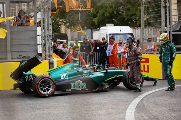 AUTO - FORMULA 2 2026 - BAKU marshall 12 BOYA Mari (spa), Prema Racing, Dallara F2 2024, action crash during the 12th round of the 2026 FIA Formula 2 Championship from September 24 to 26, 2026 on the Baku City Circuit, in Baku, Azerbaijan - BakuAzerbaijan  Copyright: xXavixBonillax