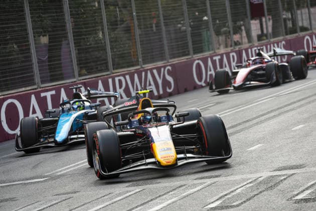 AUTO - FORMULA 2 2026 - BAKU 06 TSOLOV Nikola (bul), Campos Racing, Dallara F2 2024, action 07 BEGANOVIC Dino (swe), DAMS Lucas Oil, Dallara F2 2024, action during the 12th round of the 2026 FIA Formula 2 Championship from September 24 to 26, 2026 on the Baku City Circuit, in Baku, Azerbaijan - BakuAzerbaijan  Copyright: xXavixBonillax