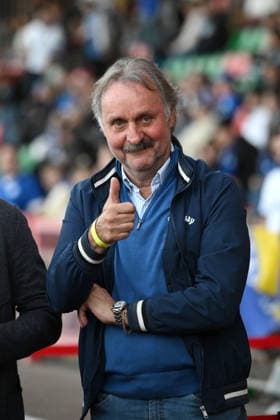 Peter Neururer, September 24, 2026; 2026–2027 soccer season; friendly match; Rot-Weiß Oberhausen vs. FC Schalke 04, 2–5; Oberhausen, Niederrheinstadion, North Rhine-Westphalia, Germany Team2