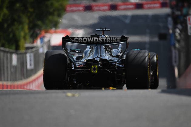 F1 - AZERBAIJAIN GRAND PRIX 2026 63 RUSSELL George (gbr), Mercedes AMG F1 Team W17, action during the 2026 Formula 1 Azerbaijan Grand Prix, 15th round of the 2026 Formula One World Championship, WM, Weltmeisterschaft from September 24 to 26, 2026 on the Baku City Circuit, in Baku, Azerbaijan - BakuAzerbaijan  Copyright: xDPPIx