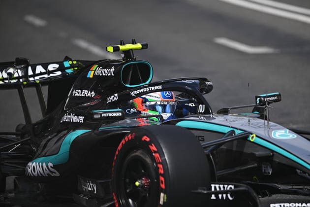 F1 - AZERBAIJAIN GRAND PRIX 2026 12 KIMI ANTONELLI Andrea (ita), Mercedes AMG F1 Team W17, action during the 2026 Formula 1 Azerbaijan Grand Prix, 15th round of the 2026 Formula One World Championship, WM, Weltmeisterschaft from September 24 to 26, 2026 on the Baku City Circuit, in Baku, Azerbaijan - BakuAzerbaijan  Copyright: xDPPIx