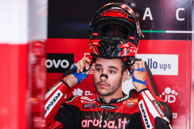 Iker Lecuona of Aruba.it Racing - Ducati with Ducati Panigale V4R looks on during Free Practice 1 of SBK Round 10 EICMA Italian Round. Cremona Italy Copyright: xBEAUTIFULxSPORTS Carabellix