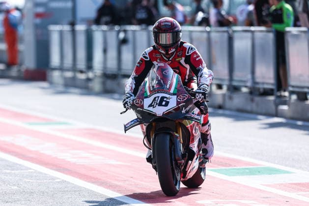 Thomas Bridewell of Superbike Advocates with Ducati Panigale V4R seen during Free Practice 1 of SBK Round 10 EICMA Italian Round. Cremona Italy Copyright: xBEAUTIFULxSPORTS Carabellix