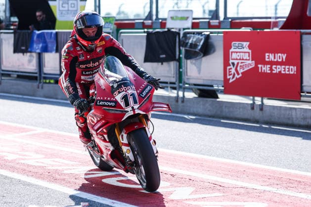 Nicolo Bulega of Aruba.it Racing - Ducati with Ducati Panigale V4R seen during Free Practice 1 of SBK Round 10 EICMA Italian Round. Cremona Italy Copyright: xBEAUTIFULxSPORTS Carabellix