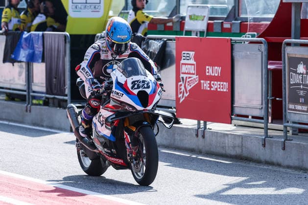 Miguel Oliverira of Rokit BMW Mottorrad WorldSBK Team with BMW M1000RR seen during Free Practice 1 of SBK Round 10 EICMA Italian Round. Cremona Italy Copyright: xBEAUTIFULxSPORTS Carabellix