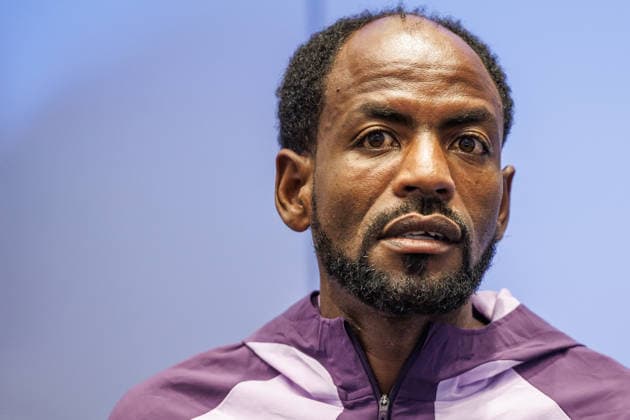 Track and Field Press Conference, 2026 Berlin Marathon on September 25, 2026: Guye Adola of Ethiopia at the press conference; 2026 Berlin Marathon Press Conference
