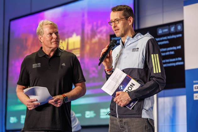 Track and Field Press Conference, 2026 Berlin Marathon on September 25, 2026. Race Director Mark Milde addresses the audience. 2026 Berlin Marathon Press Conference