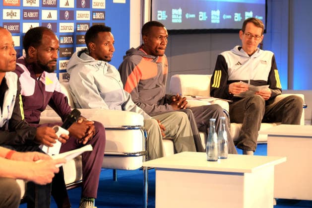 September 25, 2026, Track and Field, GER DEU, Berlin, Germany, Berlin Marathon Press Conference, Top runners Adola Guye (ETH), Geay Gabriel (TAN), Berega Selemon (ETH); Sports Director Mark Milde, nordphoto GmbH, Engler, Berlin, Berlin, Germany Copyright: xNordphotox xEnglerx