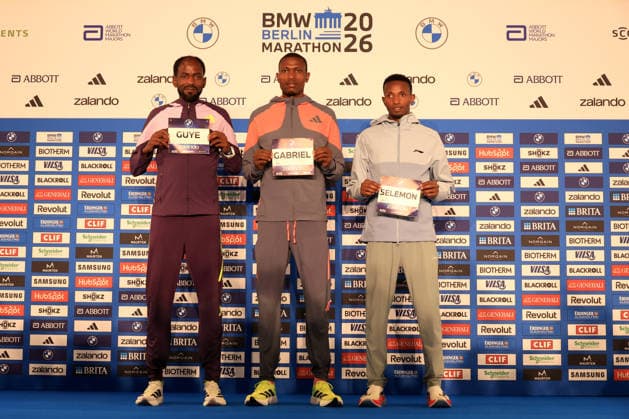 September 25, 2026, Track and Field, GER DEU, Berlin, Germany, Berlin Marathon Press Conference, Top runners Adola Guye (ETH), Geay Gabriel (TAN), Berega Selemon (ETH), nordphoto GmbH, Engler, Berlin, Berlin, Germany Copyright: xNordphotox xEnglerx