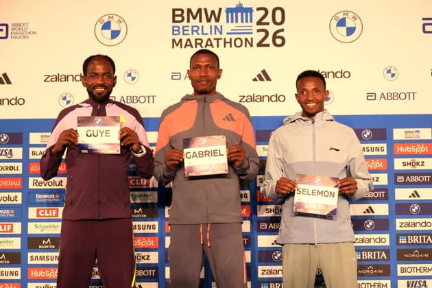 September 25, 2026, Track and Field, GER DEU, Berlin, Germany, Berlin Marathon Press Conference, Top runners Adola Guye (ETH), Geay Gabriel (TAN), Berega Selemon (ETH), nordphoto GmbH, Engler, Berlin, Berlin, Germany Copyright: xNordphotox xEnglerx
