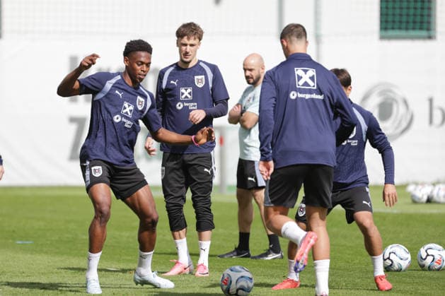 SOCCER - NL, AUT vs KOS VIENNA,AUSTRIA,25.SEP.26 - SOCCER - UEFA Nations League, group stage, OEFB international match, Länderspiel, Nationalmannschaft Austria vs Kosovo, preview, training team AUT. Image shows Junior Adamu (AUT).  GEPAxpictures xDavidxBitzan
