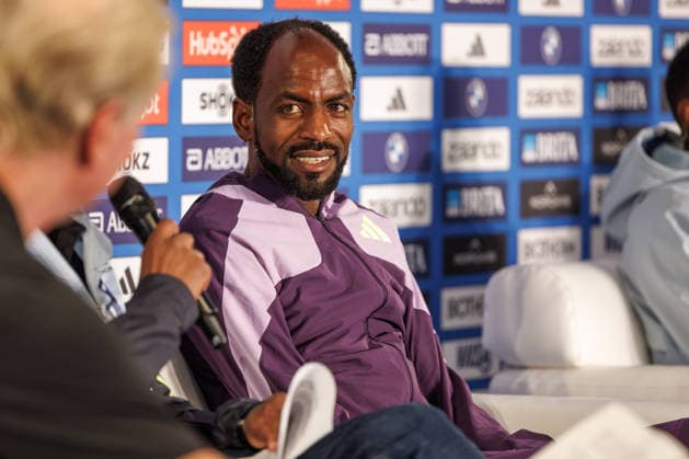 Track and Field Press Conference, 2026 Berlin Marathon on September 25, 2026—Guye Adola of Ethiopia at the press conference—2026 Berlin Marathon Press Conference