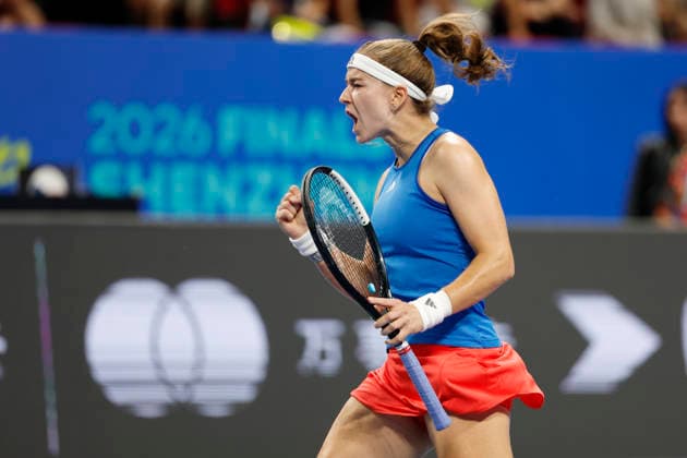 Karolina Muchova, a Czech tennis player, during the Czech Republic vs. Spain match in the semifinals of the 2026 Billie Jean King Cup on September 25, 2026, in Shenzhen, China. (CTKxPhoto PavelxLebeda) CTKPhotoF202609250004201  CTKPhotoF202609250004201