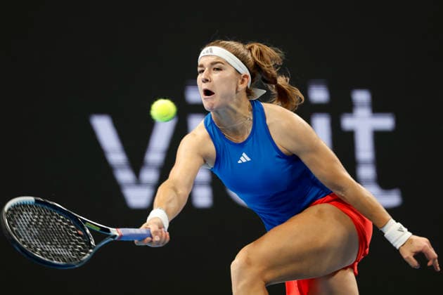 Karolina Muchova, a Czech tennis player, during the Czech Republic vs. Spain match in the semifinals of the 2026 Billie Jean King Cup, September 25, 2026, Shenzhen, China. (CTKxPhoto PavelxLebeda) CTKPhotoF202609250008301  CTKPhotoF202609250008301