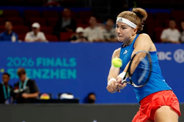 Karolina Muchova, a Czech tennis player, during the Czech Republic vs. Spain match in the semifinals of the 2026 Billie Jean King Cup, September 25, 2026, Shenzhen, China. (CTKxPhoto PavelxLebeda) CTKPhotoF202609250008401  CTKPhotoF202609250008401