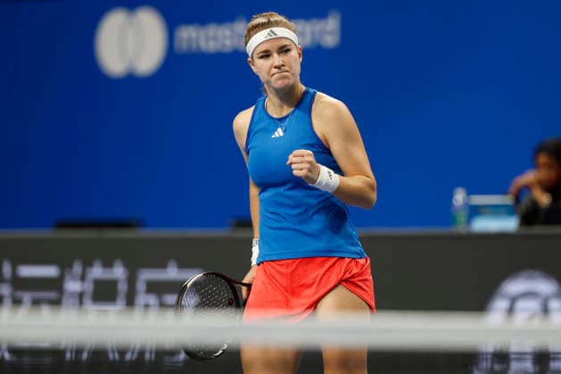 Karolina Muchova, a Czech tennis player, during the Czech Republic vs. Spain match in the semifinals of the 2026 Billie Jean King Cup, September 25, 2026, Shenzhen, China. (CTKxPhoto PavelxLebeda) CTKPhotoF202609250008701  CTKPhotoF202609250008701