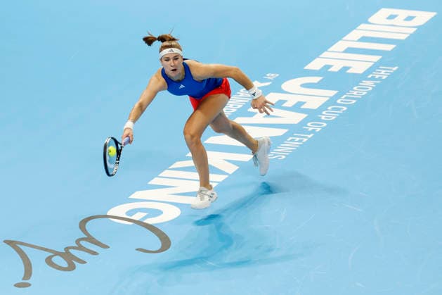 Karolina Muchova, a Czech tennis player, during the Czech Republic vs. Spain match in the semifinals of the 2026 Billie Jean King Cup, September 25, 2026, Shenzhen, China. (CTKxPhoto PavelxLebeda) CTKPhotoF202609250008901  CTKPhotoF202609250008901