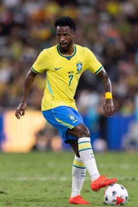 TOWNSVILLE, AUSTRALIA - SEPTEMBER 25: Vinicius Junior of Brazil controls the ball during the International Friendly, Länderspiel, Nationalmannschaft football match between Australia and Brazil at Queensland Country Bank Stadium on September 25, 2026 in Townsville, Australia. (Photo by Ricardo Nogueira Sports Press Photo) Copyright: xRicardoxNogueira SportsxPressxPhotox Sportspressphoto_SPR239138