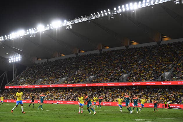 SOCCER AUSTRALIA BRAZIL, A general view during the Queensland Football Series International Friendly, Länderspiel, Nationalmannschaft match between the Socceroos and Brazil at Queensland Country Bank Stadium in Townsville, Friday, September 25, 2026. ( NO ARCHIVING, EDITORIAL USE ONLY TOWNSVILLE QUEENSLAND Australia  Copyright: xJONOxSEARLEx 20260926167027318024