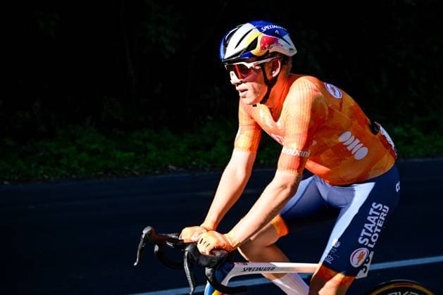 Dutch Michiel Mouris is pictured in action during the Men U23 Road Race race (174,2km) at the cycling World Championship, WM, Weltmeisterschaft in Montreal, Canada, Friday 25 September 2026. The UCI road world championships are taking place from 20 to 27 September, in Montreal, Canada. JASPERxJACOBS  x187794362x