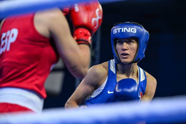 2026 European Boxing Championships SOFIA, BULGARIA - SEPTEMBER 25: Hatice Akbas (blue) of Turkiye in action against Laura Fuertes Fernandez (red) of Spain during the Elite Women s 51kg Final at the 2026 European Boxing Elite Championships at the Asics Arena Sports Hall in Sofia, Bulgaria, on September 25, 2026. Artur Widak Anadolu Sofia Bulgaria. Editorial use only. Please get in touch for any other usage.  Copyright: x2026xAnadoluxArturxWidakx