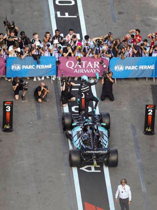 F1 - AZERBAIJAIN GRAND PRIX 2026 RUSSELL George (gbr), Mercedes AMG F1 Team W17, portrait pole position parc ferme during the 2026 Formula 1 Azerbaijan Grand Prix, 15th round of the 2026 Formula One World Championship, WM, Weltmeisterschaft from September 24 to 26, 2026 on the Baku City Circuit, in Baku, Azerbaijan - BakuAzerbaijan  Copyright: xXavixBonillax