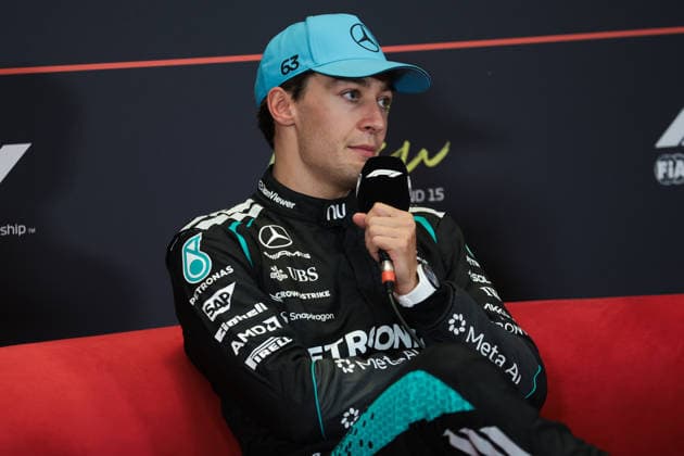 F1 - AZERBAIJAIN GRAND PRIX 2026 RUSSELL George (gbr), Mercedes AMG F1 Team W17, portrait press conference, PK, Pressekonferenz during the 2026 Formula 1 Azerbaijan Grand Prix, 15th round of the 2026 Formula One World Championship, WM, Weltmeisterschaft from September 24 to 26, 2026 on the Baku City Circuit, in Baku, Azerbaijan - BakuAzerbaijan  Copyright: xEricxAlonsox