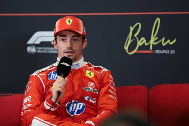 F1 - AZERBAIJAIN GRAND PRIX 2026 LECLERC Charles (mco), Scuderia Ferrari SF-26, portrait press conference, PK, Pressekonferenz during the 2026 Formula 1 Azerbaijan Grand Prix, 15th round of the 2026 Formula One World Championship, WM, Weltmeisterschaft from September 24 to 26, 2026 on the Baku City Circuit, in Baku, Azerbaijan - BakuAzerbaijan  Copyright: xEricxAlonsox