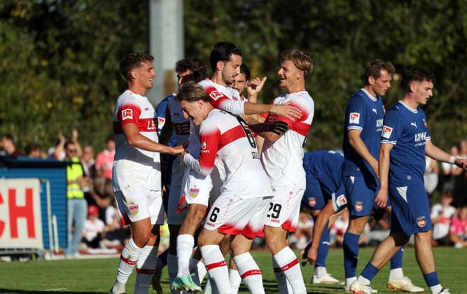 September 25, 2026 VfB Stuttgart 1 FC Heidenheim Germany, Weinstadt, September 25, 2026, Soccer, Bundesliga, 2026–2027 season, Friendly match, VfB Stuttgart vs. FC Heidenheim, Atakan Karazor (VfB Stuttgart) celebrates a goal (1–0), Karazor