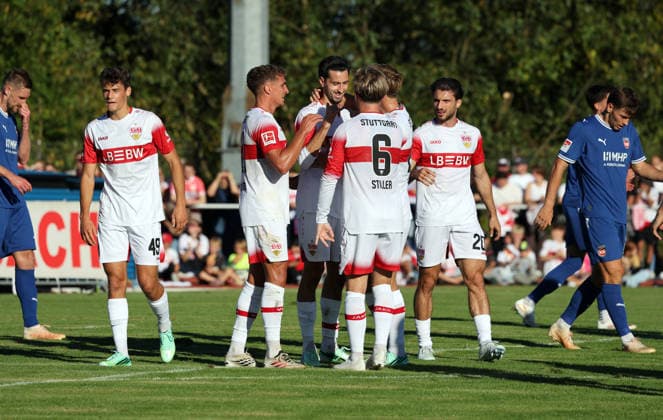September 25, 2026 VfB Stuttgart 1 FC Heidenheim Germany, Weinstadt, September 25, 2026, Soccer, Bundesliga, 2026–2027 season, Friendly match, VfB Stuttgart vs. FC Heidenheim, Atakan Karazor (VfB Stuttgart) celebrates a goal (1–0), Karazor