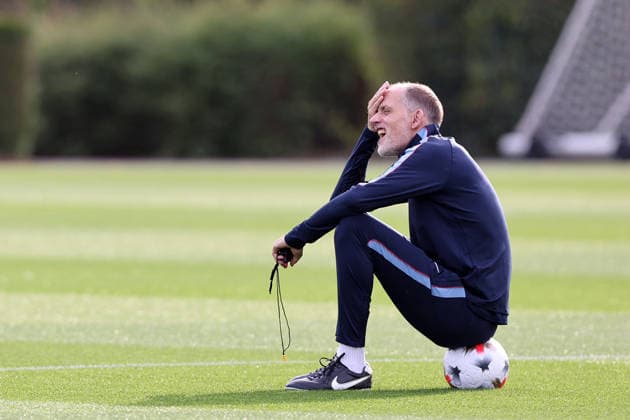 Thomas Tuchel manager of England during training at Tottenham Hotspur Training Ground, Enfield. Picture date: 25th September 2026. Picture credit should read: David Klein Sportimage EDITORIAL USE ONLY. No use with unauthorised audio, video, data, fixture lists, club league logos or live services. Online in-match use limited to 120 images, no video emulation. No use in betting, games or single club league player publications. SPI_09_DK_England_Training SPI-5046-0009