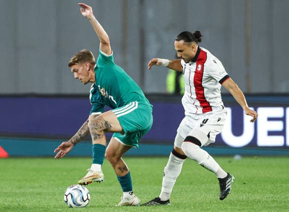 UEFA Nations League Group Stage, Boris Paitchadze Dinamo Arena, Tbilisi, Georgia 25 9 2026 Georgia vs Northern Ireland Georgia s Giorgi Kochorashvili with Northern Ireland™s Ethan Galbraith Giorgi Kochorashvili with Ethan Galbraith 25 9 2026  Copyright: xx Georgia v N Ireland_052