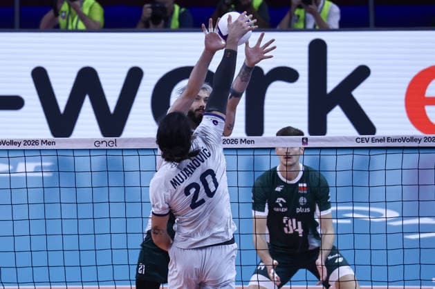 IPA88962644 - 20 Nik Mujanovic (Slovenia) during the semifinal of the CEV Enel EuroVolley 2026 match between Poland and Slovenia at the Unipol Forum in Milan, Italy, on September 25, 2026, during EuroVolley 2026 - Semifinal - Slovenia vs. Poland, CEV EuroVolley Men’s match in Assago (MI), Italy, September 25, 2026  Copyright: xValerioxOrigo IPAxSportx xx IPA88962644