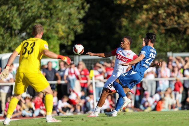 Nikolas Terkelsen Nartey, VfB Stuttgart, 28, with a shot, GER, VfB Stuttgart vs. 1 FC Heidenheim 1846, soccer, friendly match, 2026–2027 season, September 25, 2026, Germany, VfB Stuttgart vs. 1 FC Heidenheim 1846, soccer, friendly match, 2026–2027 season, September 25, 2026, Beutelsbach Copyright: xEibner-Pressefoto SoerenxHerwegx EP_SHG