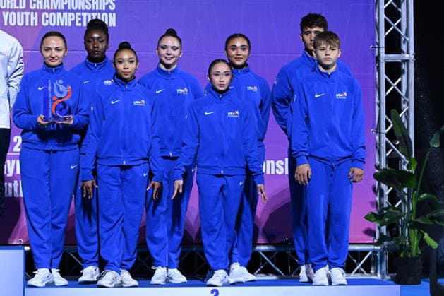 OTHER - Gymnastics - 30th Acrobatic Gymnastics World Championships Photo by IPA ABACAPRESS.COM88963901 - U.S. Bronze Medal Team at the 30th World Acrobatic Gymnastics Championships, held in Pesaro, Italy, on September 25, 2026 Pesaro Italy  Copyright: xIPAxSport ABACAx