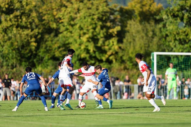 Battle for the ball between Deniz Undav of VfB Stuttgart, 26, and Yannik Wagner of 1 FC Heidenheim 1846 e.V., 38, GER, VfB Stuttgart vs. 1 FC Heidenheim 1846, soccer, friendly match, 2026–2027 season, September 25, 2026, Germany, VfB Stuttgart vs. 1 FC Heidenheim 1846, soccer, friendly match, 2026–2027 season, September 25, 2026, Beutelsbach Copyright: xEibner-Pressefoto SoerenxHerwegx EP_SHG