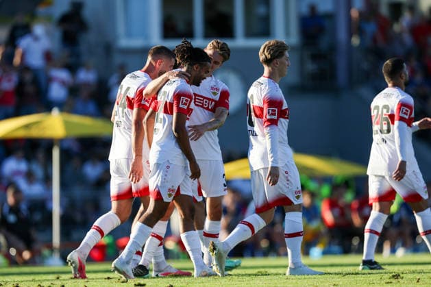 There is great jubilation after the 2-0 win by Lorenz Amegnon Assignon of VfB Stuttgart, September 22, 2026, VfB Stuttgart vs. 1 FC Heidenheim 1846, soccer, friendly match, 2026–2027 season, September 25, 2026, GER, VfB Stuttgart vs. 1. FC Heidenheim 1846, soccer, friendly match, 2026–2027 season, September 25, 2026, Beutelsbach Copyright: xEibner-Pressefoto SoerenxHerwegx EP_SHG