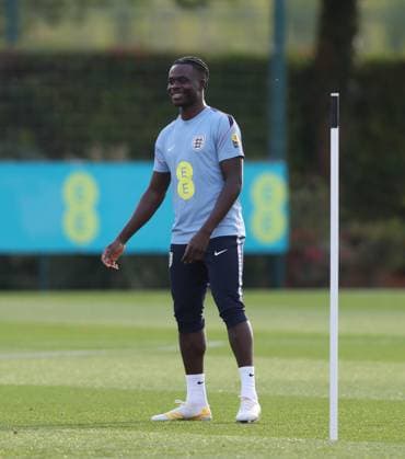 UEFA Nations League - England Training Session LONDON, ENGLAND, SEPTEMBER 25: Bukayo Saka of England national team, Nationalteam during The England training session at Tottenham Hotspur Training Ground, London on September 25 ahead of The UEFA Nations League Group Stage match in Group C3 between England v Spain at Wembley Stadium, London, England, on September 25. (Photo by Daniel Weir) London Tottenham Hotspur Training Ground England Copyright: xDanielxWeir SportsxPressxPhotox Sportspressphoto_SPR239332