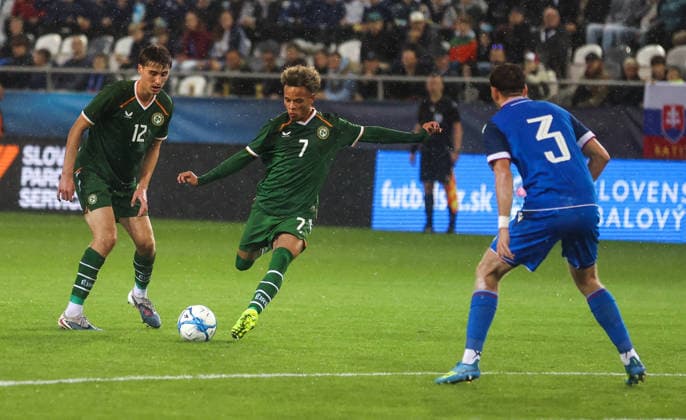 2027 UEFA Under 21 European Qualifier, Kosicka Futbalova Arena, Kosice, Slovakia 25 9 2026 Slovakia vs Republic of Ireland Ireland™s Trent Kone-Doherty shoots at goal Trent Kone-Doherty shoots at goal 25 9 2026  Copyright: xAleksandarxDjorovicx AS4A3141