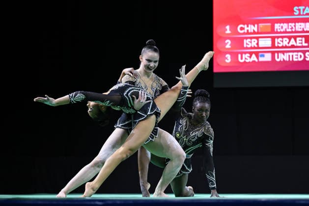 IPA88964786 - CUNNINGHAM, Aubrie; DJOUMGOUE, Carmelle; WILLIAMS, Juli (USA) during the 30th World Acrobatic Gymnastics Championships in Pesaro, Italy, on September 25, 2026  Copyright: xFilippoxTomasi IPAxSportx xx IPA88964786