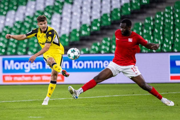 L R Tom Geerkens, SC Fortuna Cologne, 06; Dennis Duah, TSV Havelse, 15 (GER); TSV Havelse vs. SC Fortuna Cologne, Soccer, 3rd Division, Matchday 7, 2026–2027 Season, September 25, 2026 DFL regulations prohibit any use of photographs as image sequences and or quasi-video GER, TSV Havelse vs. SC Fortuna Cologne, soccer, 3rd Division, Matchday 7, 2026–2027 season, September 25, 2026, Hanover Copyright: xEibner-Pressefoto JanxRollingerx EP_JSK