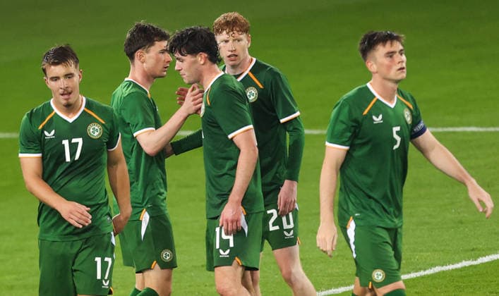 2027 UEFA Under 21 European Qualifier, Kosicka Futbalova Arena, Kosice, Slovakia 25 9 2026 Slovakia vs Republic of Ireland Ireland™s Sean Grehan celebrates scoring their second goal from a header with teammates Sean Grehan celebrates scoring their second goal from a header with teammates 25 9 2026  Copyright: xAleksandarxDjorovicx AS4A3339
