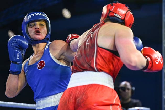 2026 European Boxing Championships SOFIA, BULGARIA - SEPTEMBER 25: Busra Isildar (blue) of Turkiye in action against Aoife O Rourke (red) of Ireland during the Elite Women s 75kg Final at the 2026 European Boxing Elite Championships at Asics Arena Sports Hall in Sofia, Bulgaria, on September 25, 2026. Artur Widak Anadolu Sofia Bulgaria. Editorial use only. Please get in touch for any other usage.  Copyright: x2026xAnadoluxArturxWidakx