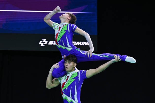 OTHER - Gymnastics - 30th Acrobatic Gymnastics World Championships Photo by IPA ABACAPRESS.COM88964816 - OSSOLODKOV Vsevolod OSSOLODKOV Yaroslav (USA) at the 30th World Acrobatic Gymnastics Championships, held in Pesaro, Italy, on September 25, 2026 Pesaro Italy  Copyright: xIPAxSport ABACAx