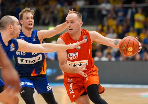 Devin Schmidt, Ratiopharm Ulm, No. 8, GER, Phoenix Hagen vs. Ratiopharm Ulm, easyCredit BBL, Matchday 2, 2026–27 season, Krollmann Arena, Hagen, September 25, 2026. Photo: HMB Media, Scott W. Coleman Copyright: HMBxMedia xScottxW.xColeman