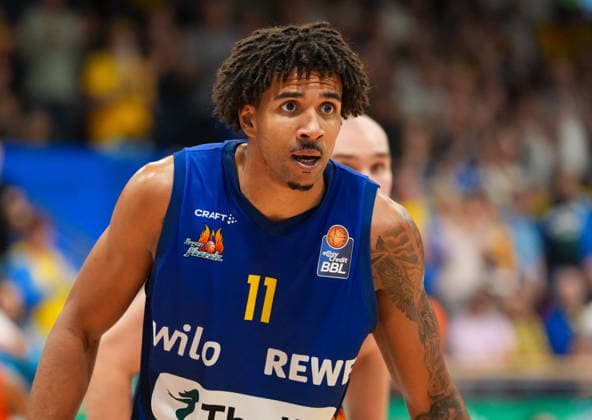 Marvin Omuvwie, Phoenix Hagen, 11 GER, Phoenix Hagen vs. ratiopharm Ulm, easyCredit BBL, Matchday 2, 2026–27 season, Krollmann Arena, Hagen, September 25, 2026. Photo: HMB Media, Scott W. Coleman Copyright: HMBxMedia xScottxW.xColeman