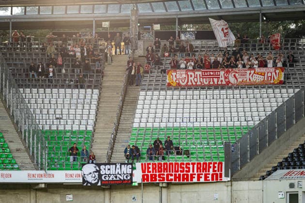 SC Fortuna Cologne fans in the visitors section, GER, TSV Havelse vs. SC Fortuna Cologne, soccer, 3rd Division, Matchday 7, 2026–2027 season, September 25, 2026 DFL regulations prohibit the use of photographs as image sequences and or quasi-video footage, GER, TSV Havelse vs. SC Fortuna Cologne, soccer, 3. Liga, Matchday 7, 2026–2027 season, September 25, 2026, Hanover Copyright: xEibner-Pressefoto JanxRollingerx EP_JSK